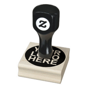 Medium Square & Round Wood Handle Logo Rubber Stamp