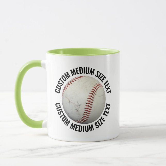 Medium Text LIME GREEN Combo 11oz Custom Baseball Mug (Left)