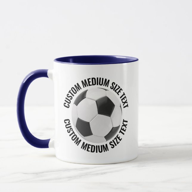 Medium Text NAVY BLUE Combo 11oz Custom Soccer Mug (Left)