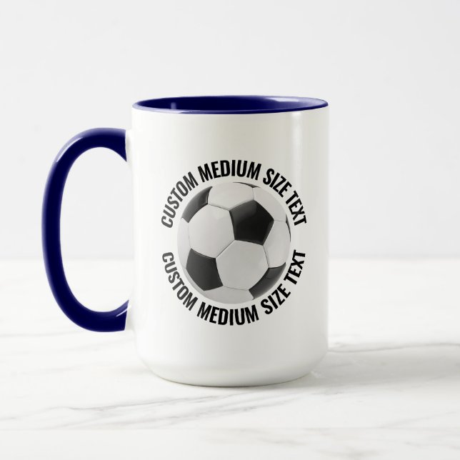 Medium Text NAVY BLUE Combo 15oz Custom Soccer Mug (Left)
