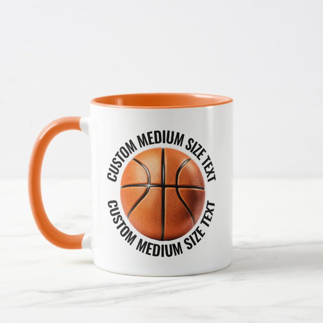 Medium Text ORANGE Combo 11oz Custom Basketball Mug (Left)