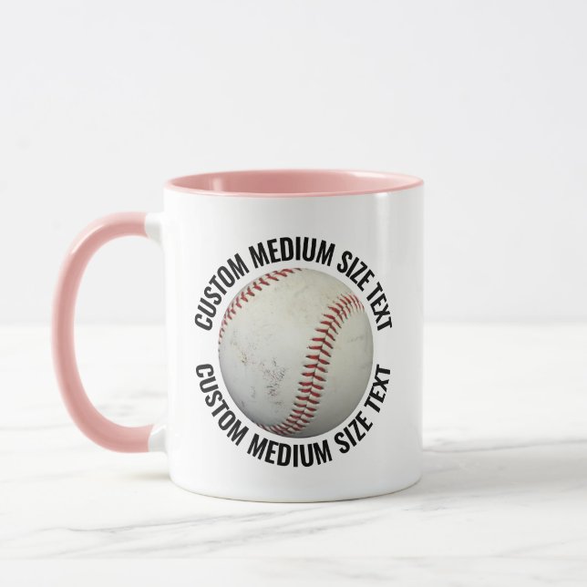 Medium Text PINK Combo 11oz Custom Baseball Mug (Left)