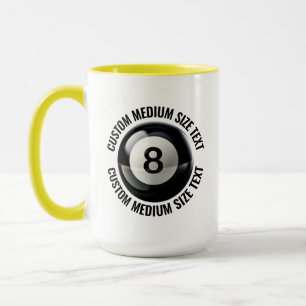 Medium Text YELLOW Combo 15oz Custom 8 Ball Mug