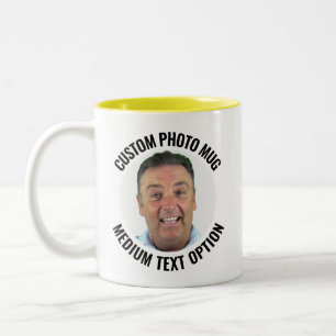 Medium Text YELLOW Two-Tone Personalised Photo Mug