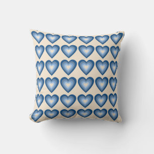 Medium to Light Blue Hearts Cushion