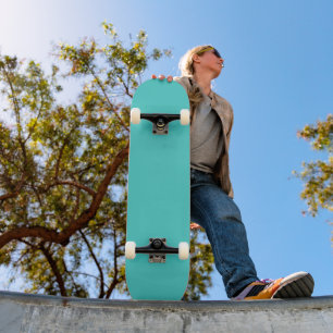Medium Turquoise Solid Colour Background Skateboard