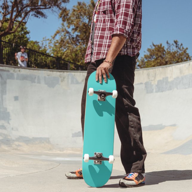 Medium Turquoise Solid Colour Background Skateboard (Outdoor 2)