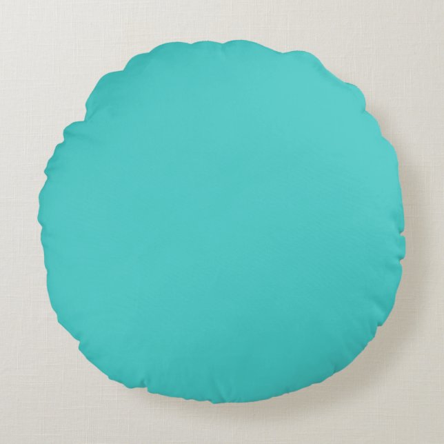 Medium Turquoise Solid Colour Round Cushion (Front)