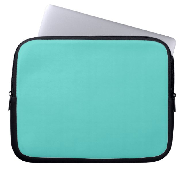 Medium Turquoise Solid Plain Colour Laptop Sleeve (Front)