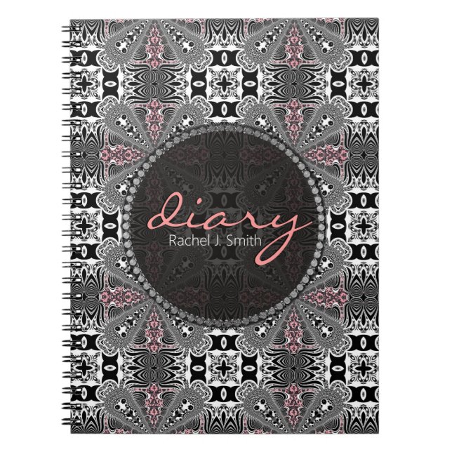 Medivalish Gothic Girl Tartan Flora Diary Notebook (Front)