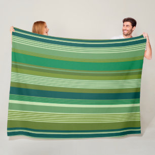 Medley of Green Warm Cool Stripes Fleece Blanket