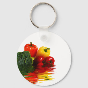 Medley of vegetables over white key ring