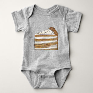 Medovik Honey Cake Slice Russian Ukrainian Dessert Baby Bodysuit