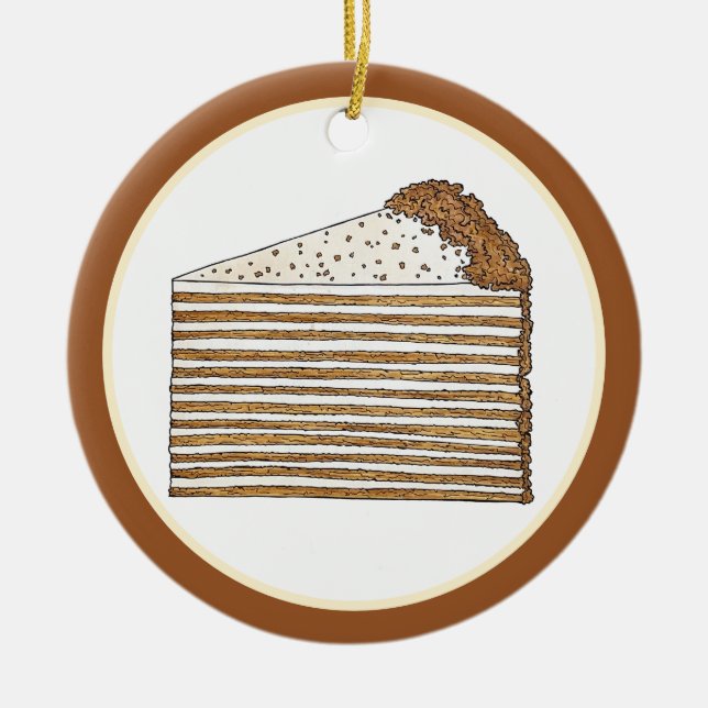 Medovik Medivnyk Russian Ukrainian Honey Cake Food Ceramic Ornament (Front)