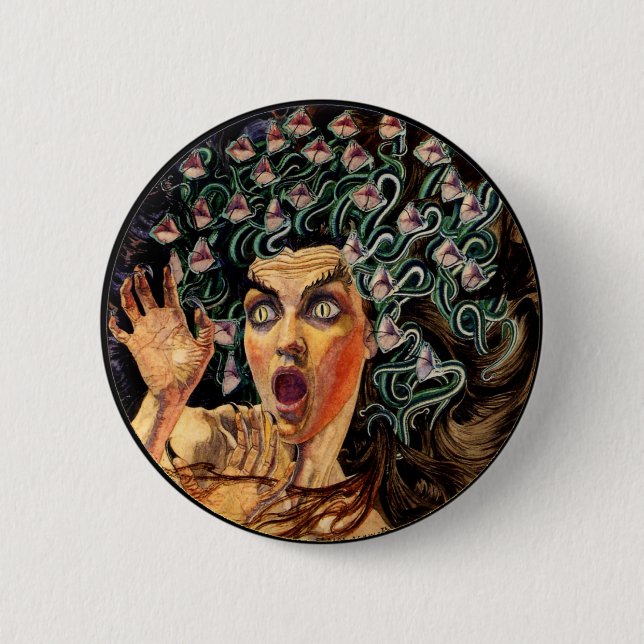 Medusa 6 Cm Round Badge (Front)