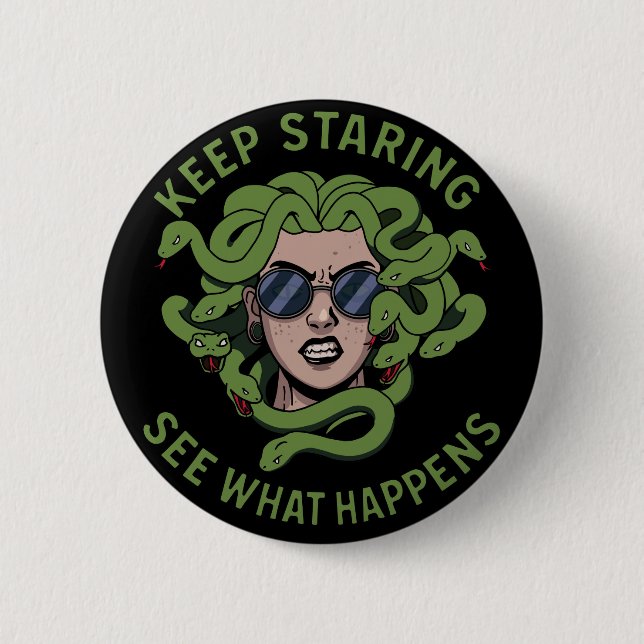 Medusa 6 Cm Round Badge (Front)