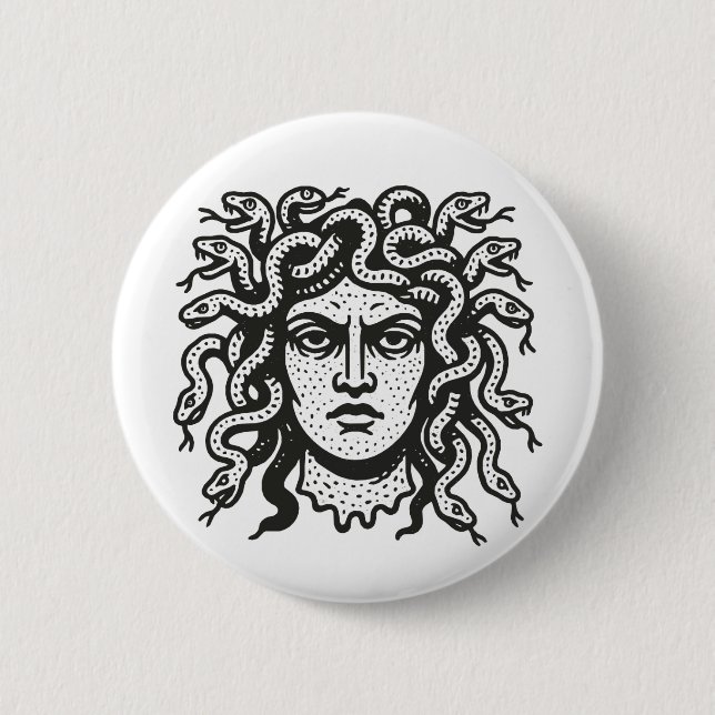 Medusa 6 Cm Round Badge (Front)