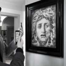 Medusa Ancient Goddess Portrait In Grey