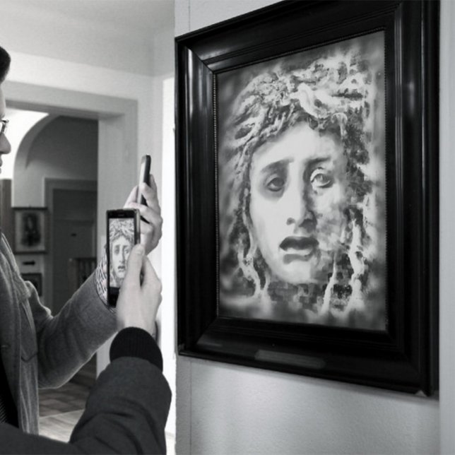 Medusa Ancient Goddess Portrait In Grey Poster (Creator Uploaded)