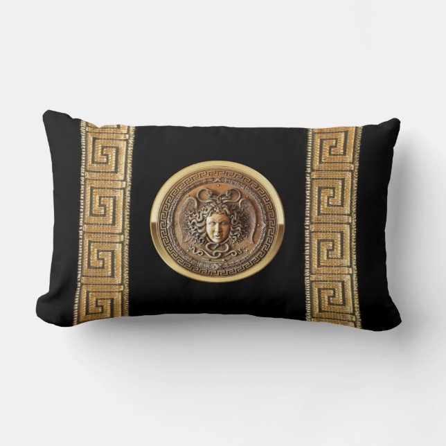 Medusa and Greek Key Lumbar Cushion (Front)