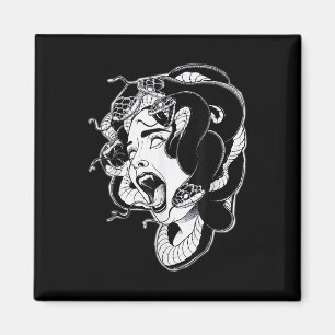 Medusa Blackwork Tattoo Flash  Magnet