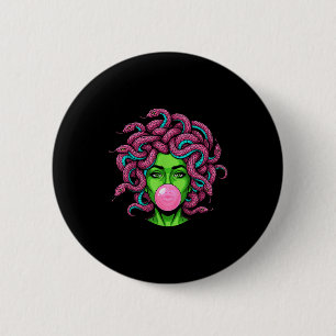 Medusa Blowing Bubblegum P Art Mythology Design  6 Cm Round Badge
