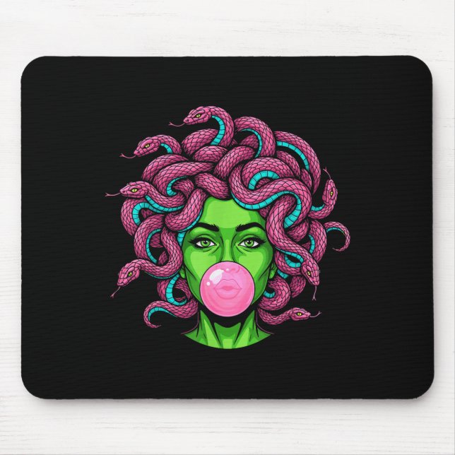 Medusa Blowing Bubblegum P Art Mythology Design  Mouse Pad (Front)