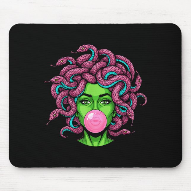 Medusa Blowing Bubblegum P Art Mythology Design  Mouse Pad (Front)