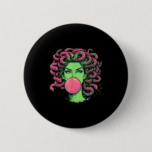 Medusa bubblegum greek mythological snake hair 6 cm round badge