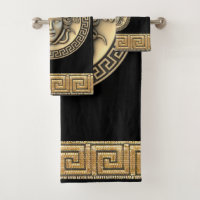 Medusa Golden Gorgon Greek Key Black