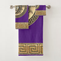 Medusa Golden Gorgon Greek Key Purple