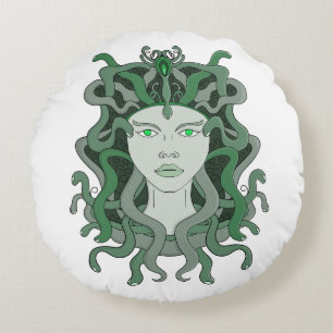Medusa Gorgo Snake Gorgon Monster Greek Mythology Round Cushion