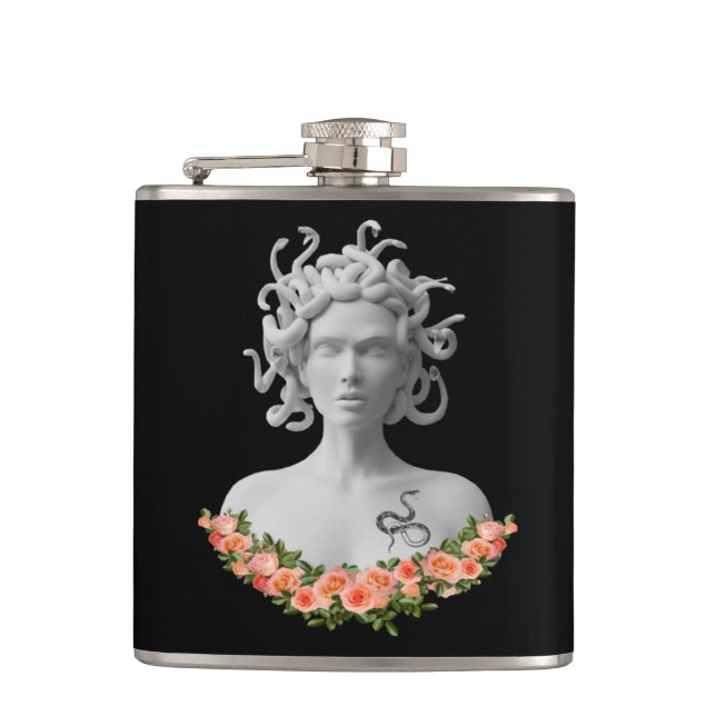 Medusa Gorgon Greek Mythology Hip Flask (Front)