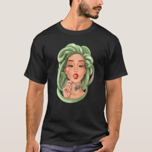 Medusa Gorgon Woman With Lollipop Snakes Reptiles T-Shirt