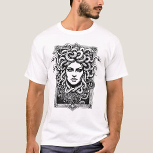 Medusa Greek Goddess with snakes illustration T-Shirt