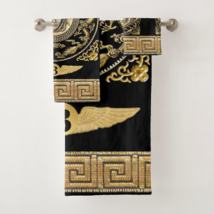 Medusa Greek Key Personalised  Bath Towel Set