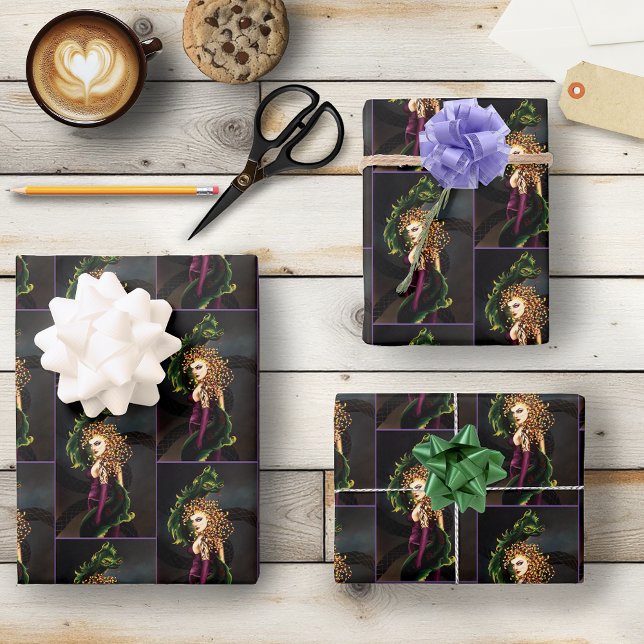 Medusa Greek Mythology Snakes Gorgon  Wrapping Paper Sheet (Creator Uploaded)
