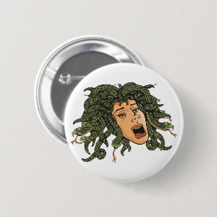 Medusa Head 6 Cm Round Badge