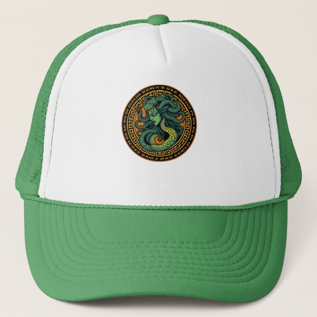 "Medusa - Looking at power" Trucker Hat (Front)