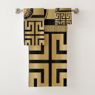 Medusa luxury Gold & Black Bath Towel Set