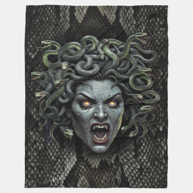 Medusa Queen of Stone Fleece Blanket (Front)