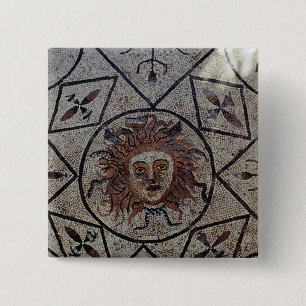 Medusa, Roman mosaic from the House of Orpheus 15 Cm Square Badge
