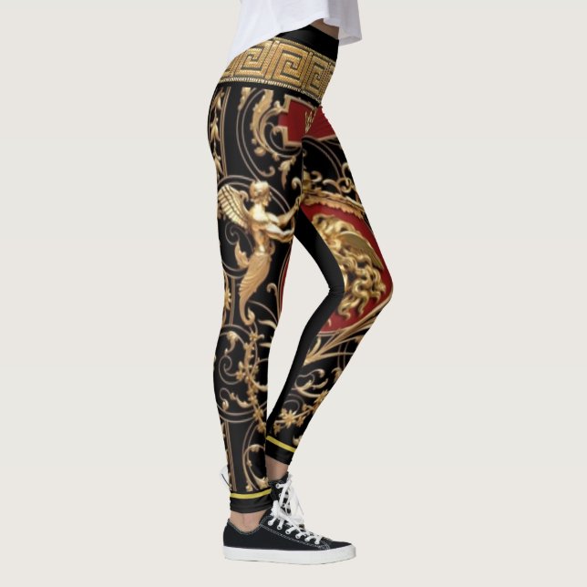 Medusa, Seraphs and Greek Key Classical Designer Leggings (Right)