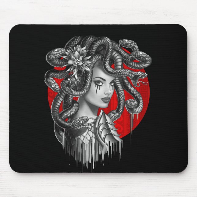 MEDUSA - Snake Head Girl from Greek Myth Tattoo Mouse Pad (Front)