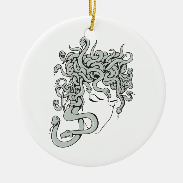 medusa snake lady vector illustration ceramic tree decoration (Front)