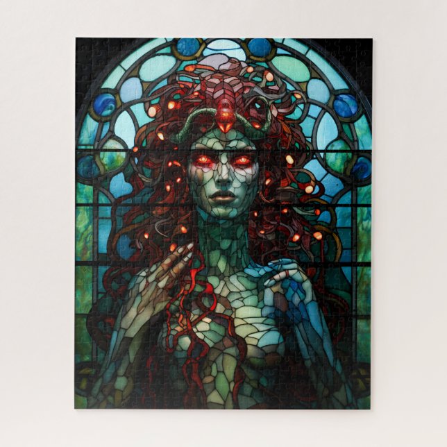 Medusa - Stained Glass Window Tiffany Style Jigsaw Puzzle (Vertical)