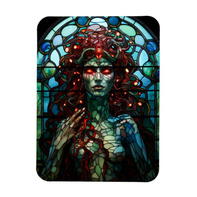 Medusa - Stained Glass Window Tiffany Style Magnet (Vertical)