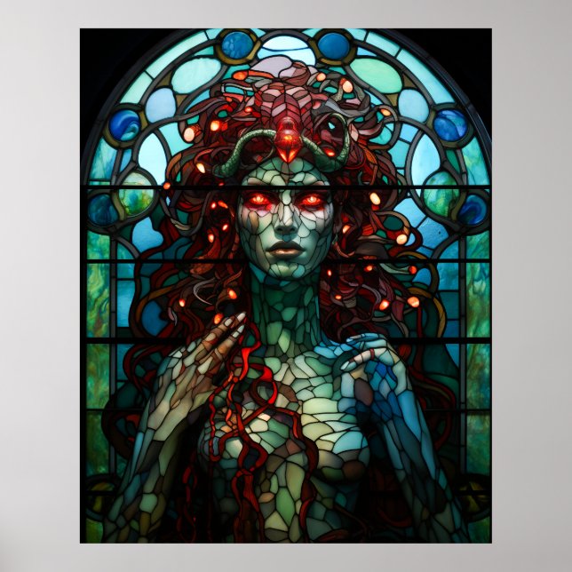 Medusa - Stained Glass Window Tiffany Style Poster (Front)