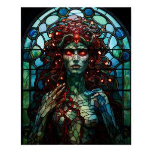 Medusa - Stained Glass Window Tiffany Style Poster
