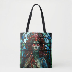 Medusa - Stained Glass Window Tiffany Style Tote Bag